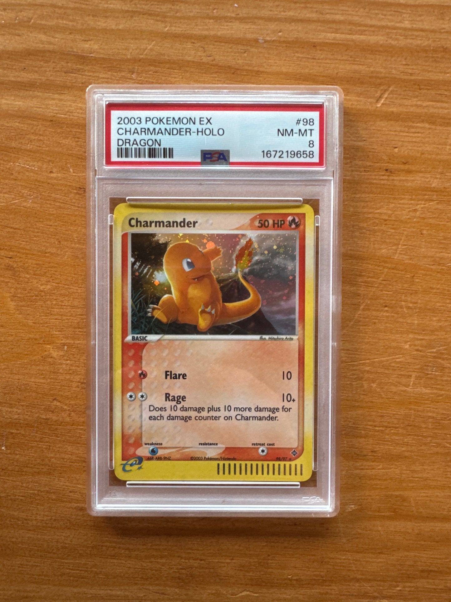 Charmander 2003 Dragon Holo PSA 8